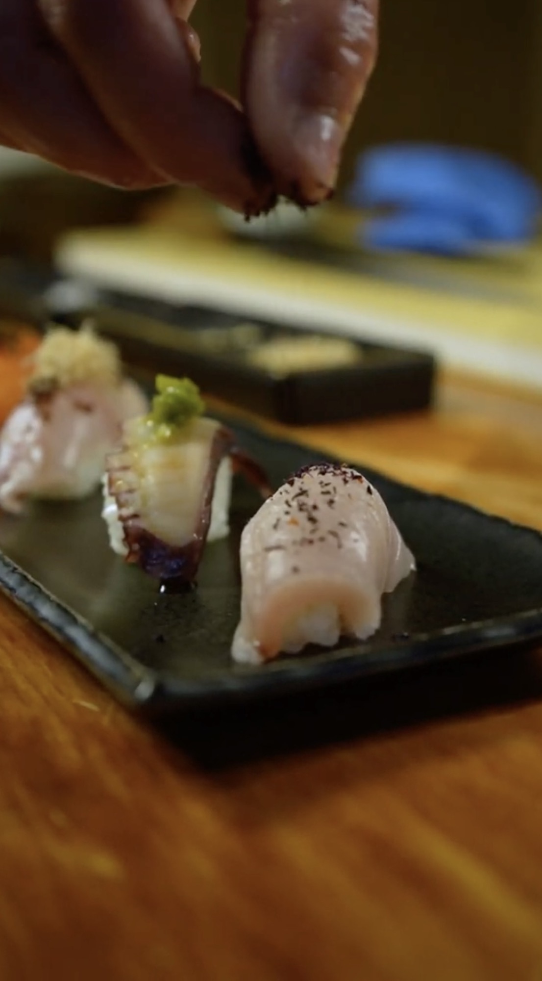 An Edomae nigiri set at Hotori’s sushi counter